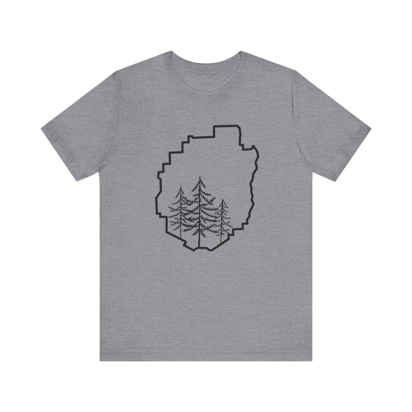 Adirondack Park Pine Tree T-Shirt – Large Front Design with Forest Silhouettes | Bella+Canvas Tee