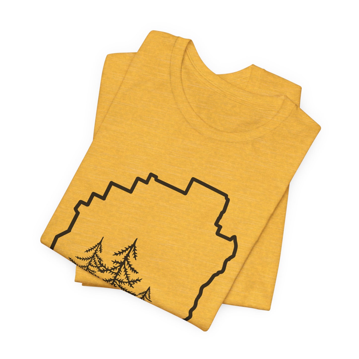 Adirondack Park Pine Tree T-Shirt – Large Front Design with Forest Silhouettes | Bella+Canvas Tee