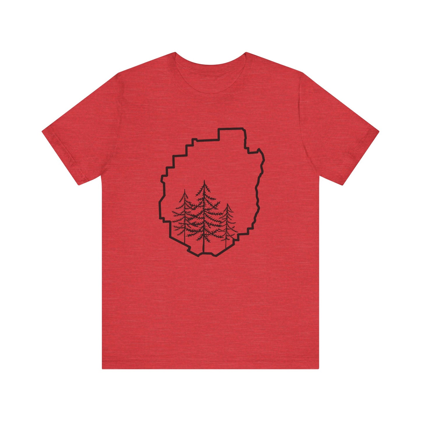 Adirondack Park Pine Tree T-Shirt – Large Front Design with Forest Silhouettes | Bella+Canvas Tee