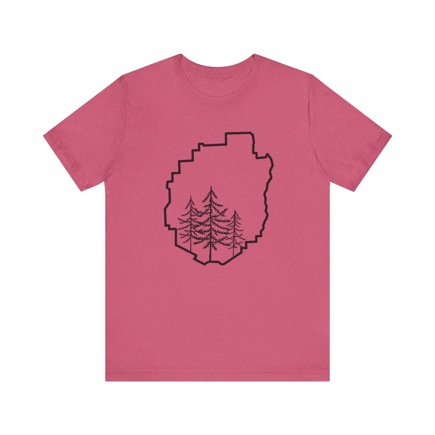 Adirondack Park Pine Tree T-Shirt – Large Front Design with Forest Silhouettes | Bella+Canvas Tee