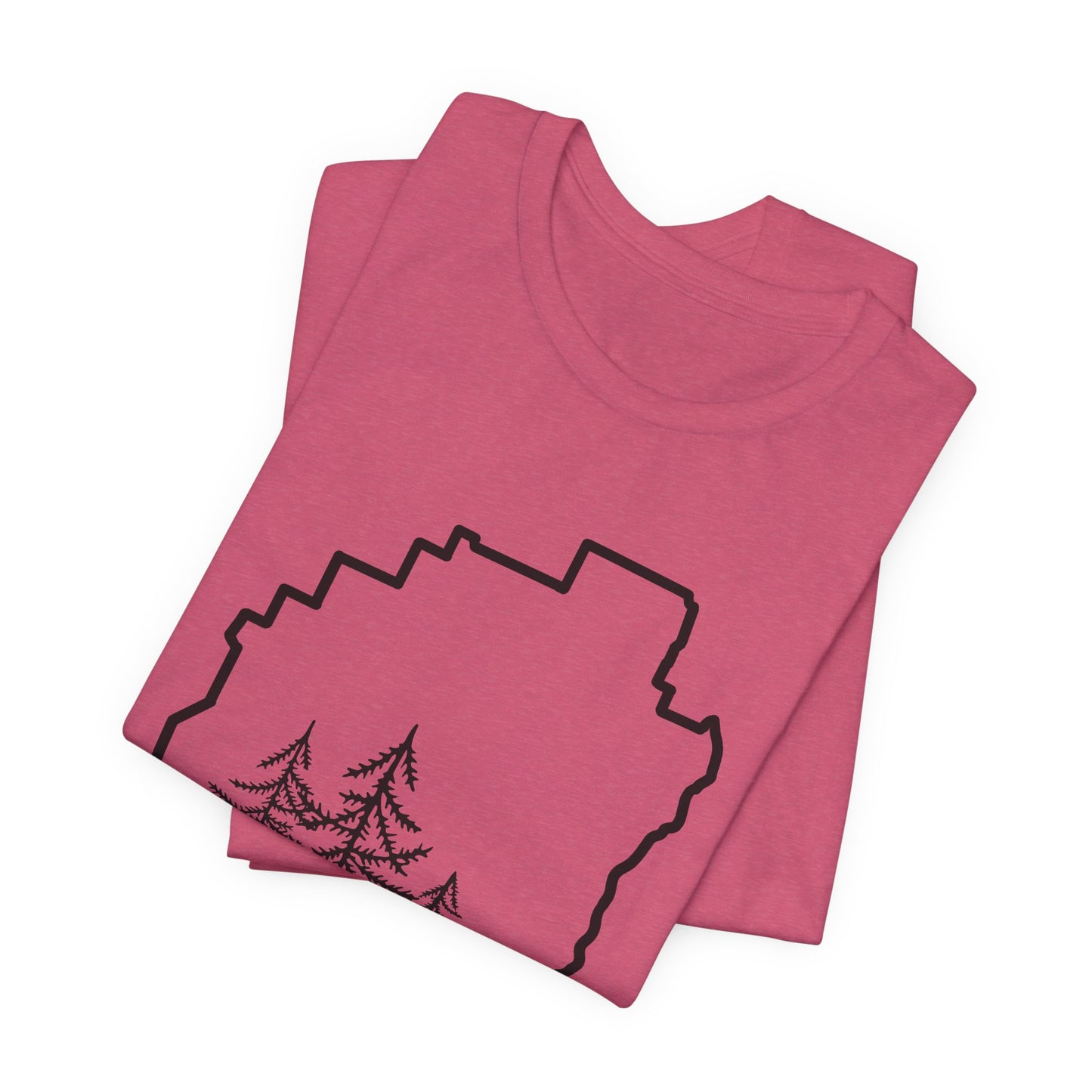 Adirondack Park Pine Tree T-Shirt – Large Front Design with Forest Silhouettes | Bella+Canvas Tee