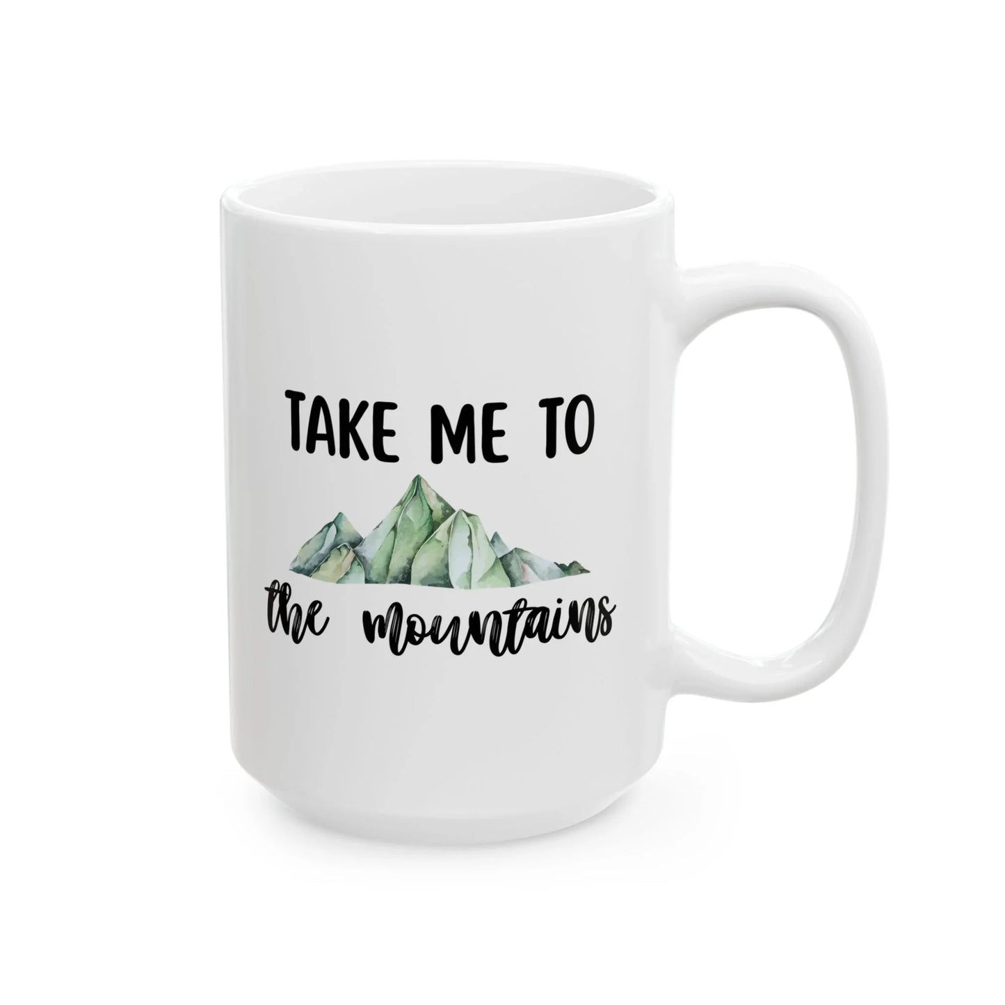 Take Me to the Mountains Mug – Minimalist Mountain Design (11 oz or 15 oz Ceramic)