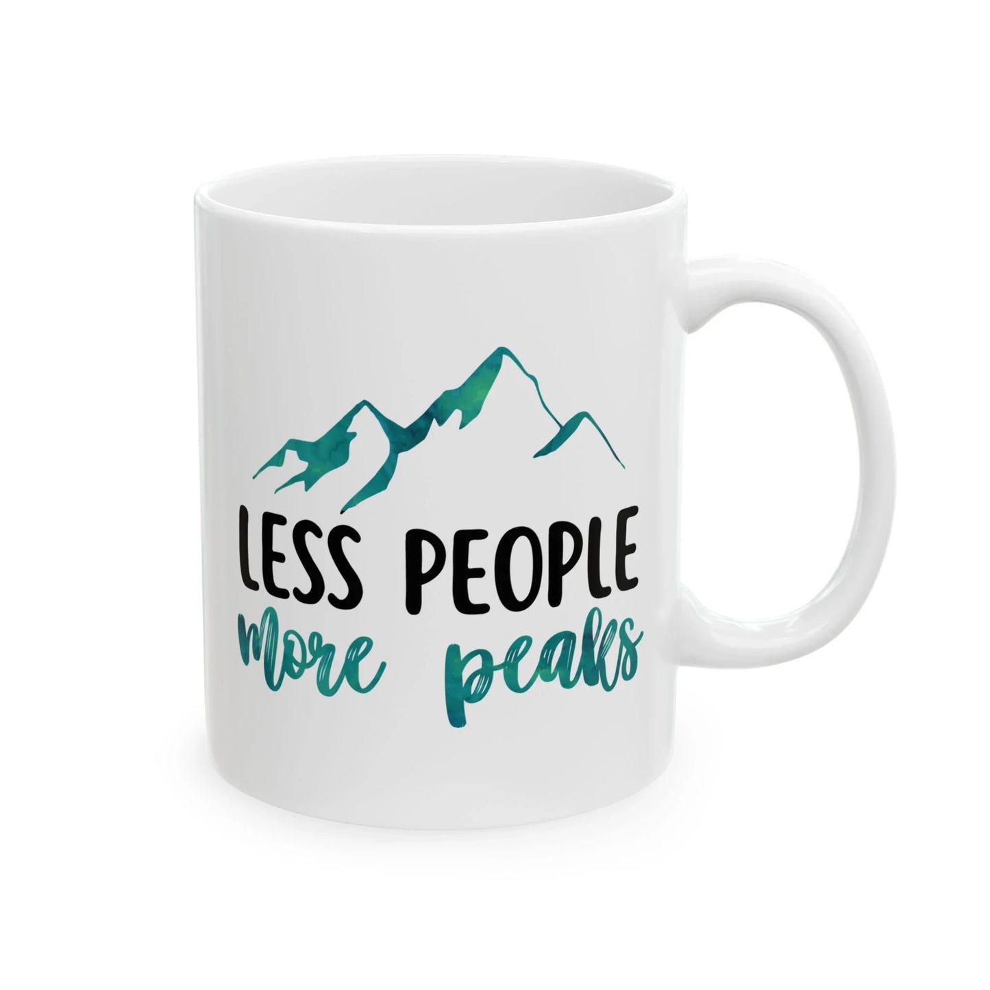 Less People More Peaks Mug – Mountain Design for Hikers & Introverts (11 oz or 15 oz)