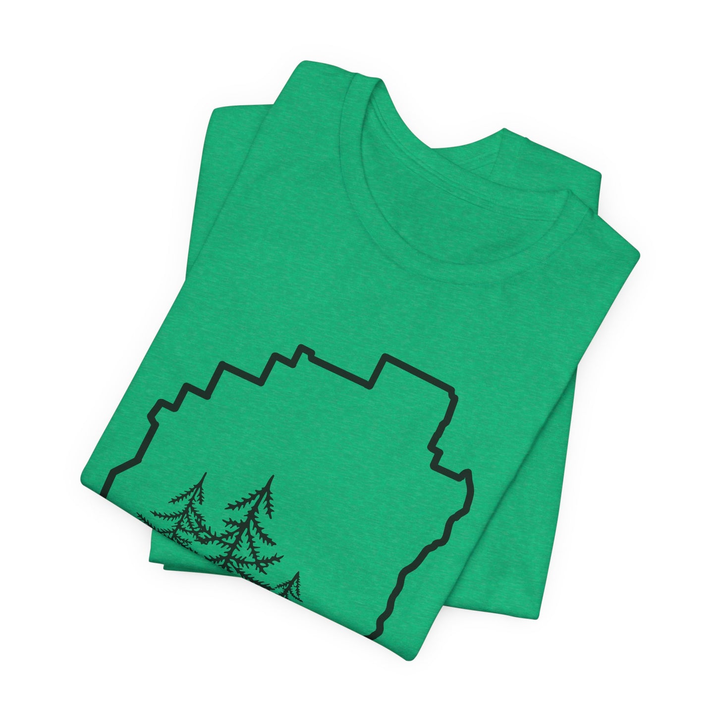 Adirondack Park Pine Tree T-Shirt – Large Front Design with Forest Silhouettes | Bella+Canvas Tee
