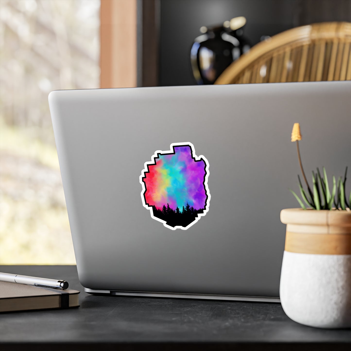 Adirondack Park Pine Tree Silhouette Vinyl Sticker – Hiking Pride – Car, Laptop Decal