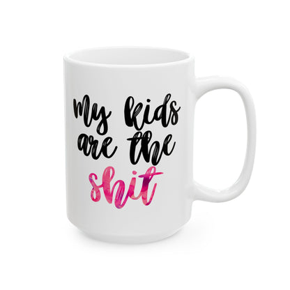 My Kids Are the Sh*t Mug – 11 oz / 15 oz - Gift for Mom - Funny Pink Watercolor Ceramic Mug
