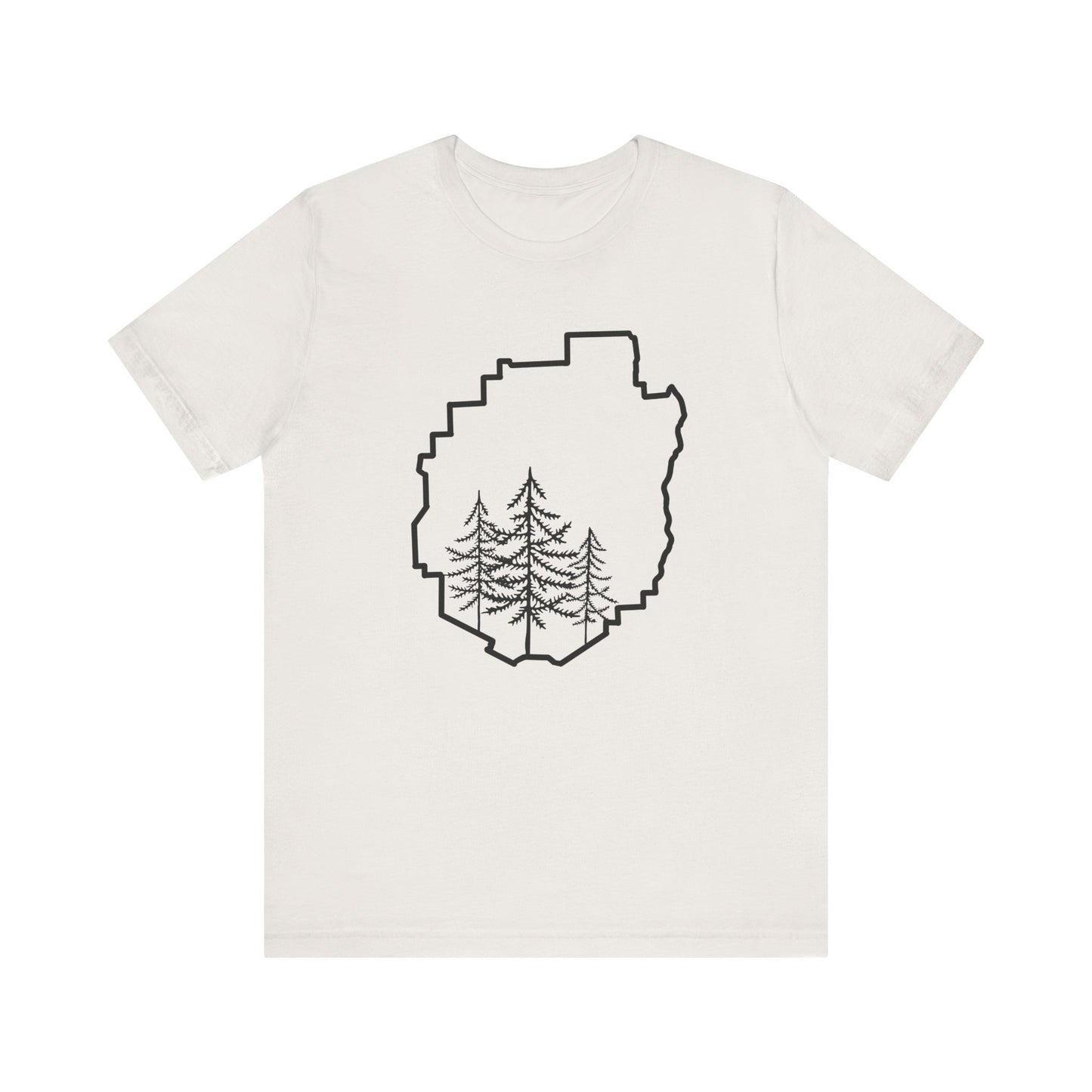 Adirondack Park Pine Tree T-Shirt – Large Front Design with Forest Silhouettes | Bella+Canvas Tee