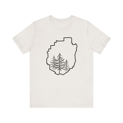 Adirondack Park Pine Tree T-Shirt – Large Front Design with Forest Silhouettes | Bella+Canvas Tee