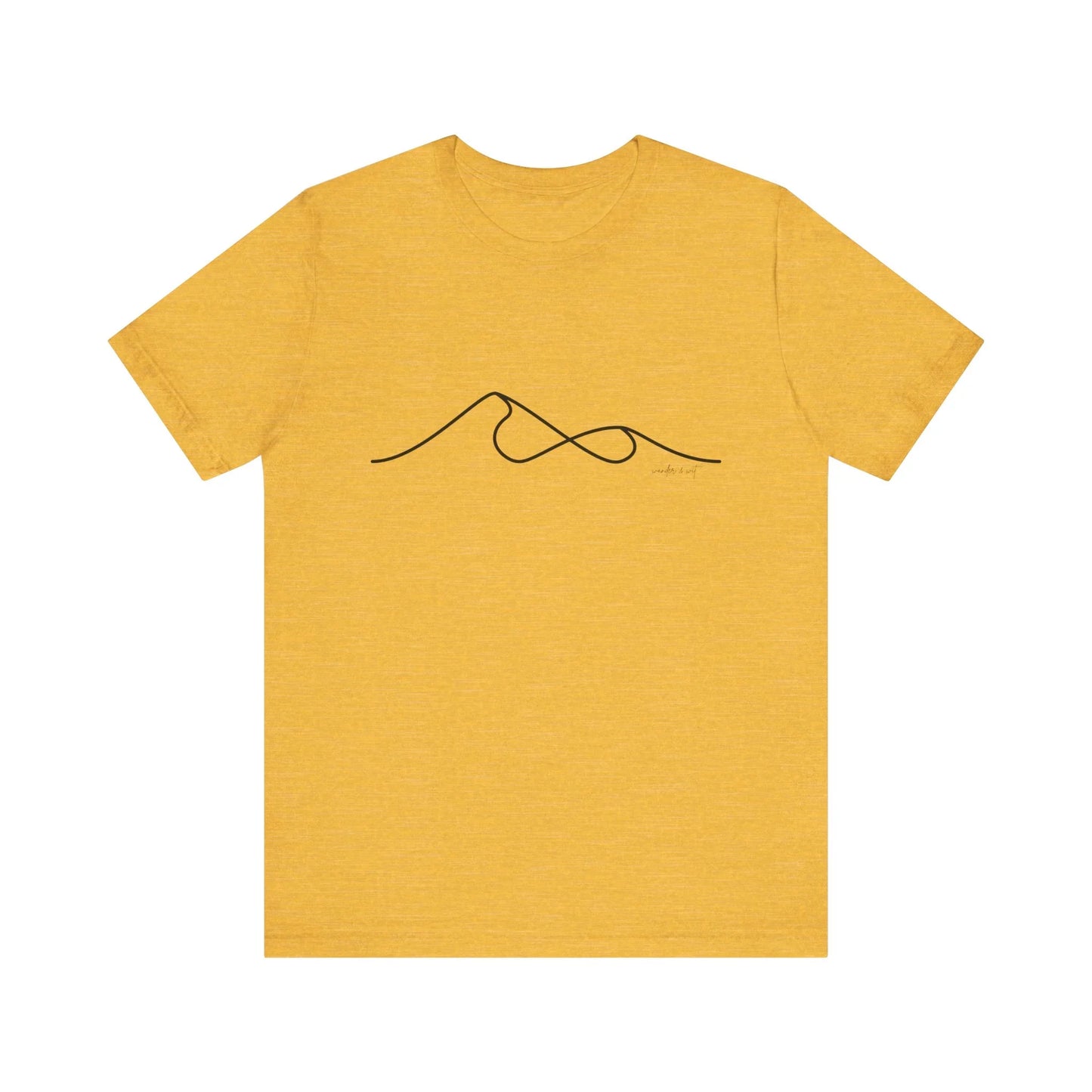 Wander and Wit Logo T-Shirt – Mountain Line Art with Infinity Symbol | “Embrace the Journey” Tee