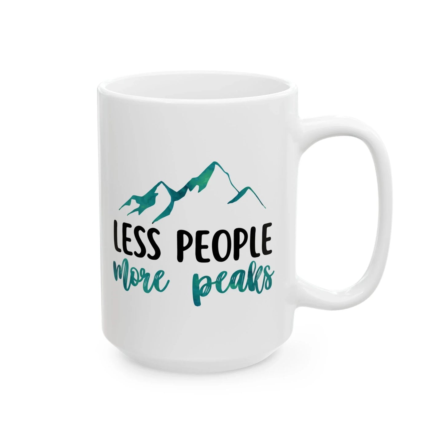 Less People More Peaks Mug – Mountain Design for Hikers & Introverts (11 oz or 15 oz)
