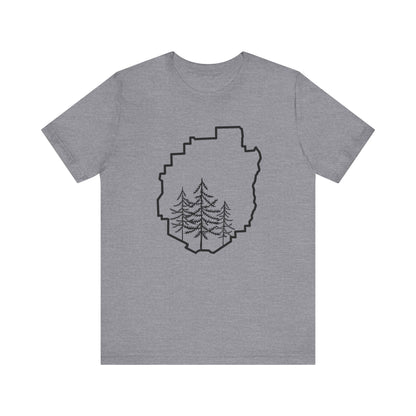 Adirondack Park Pine Tree T-Shirt – Large Front Design with Forest Silhouettes | Bella+Canvas Tee