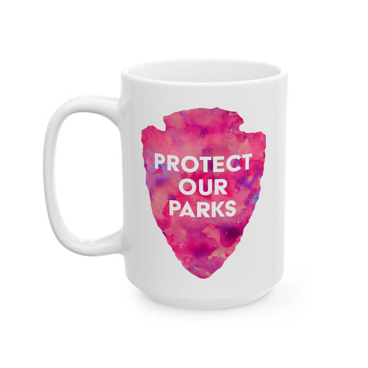 Protect Our Parks Mug – National Parks-Inspired Watercolor Design (11 oz or 15 oz) - Pink Watercolor