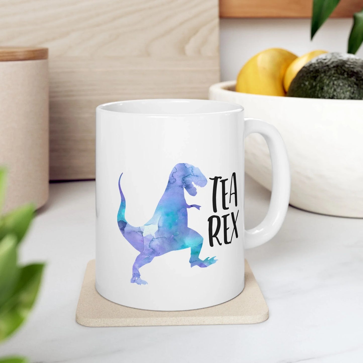 Tea Rex Mug – Funny Watercolor T-Rex Dinosaur Mug for Tea Lovers (11 oz or 15 oz)