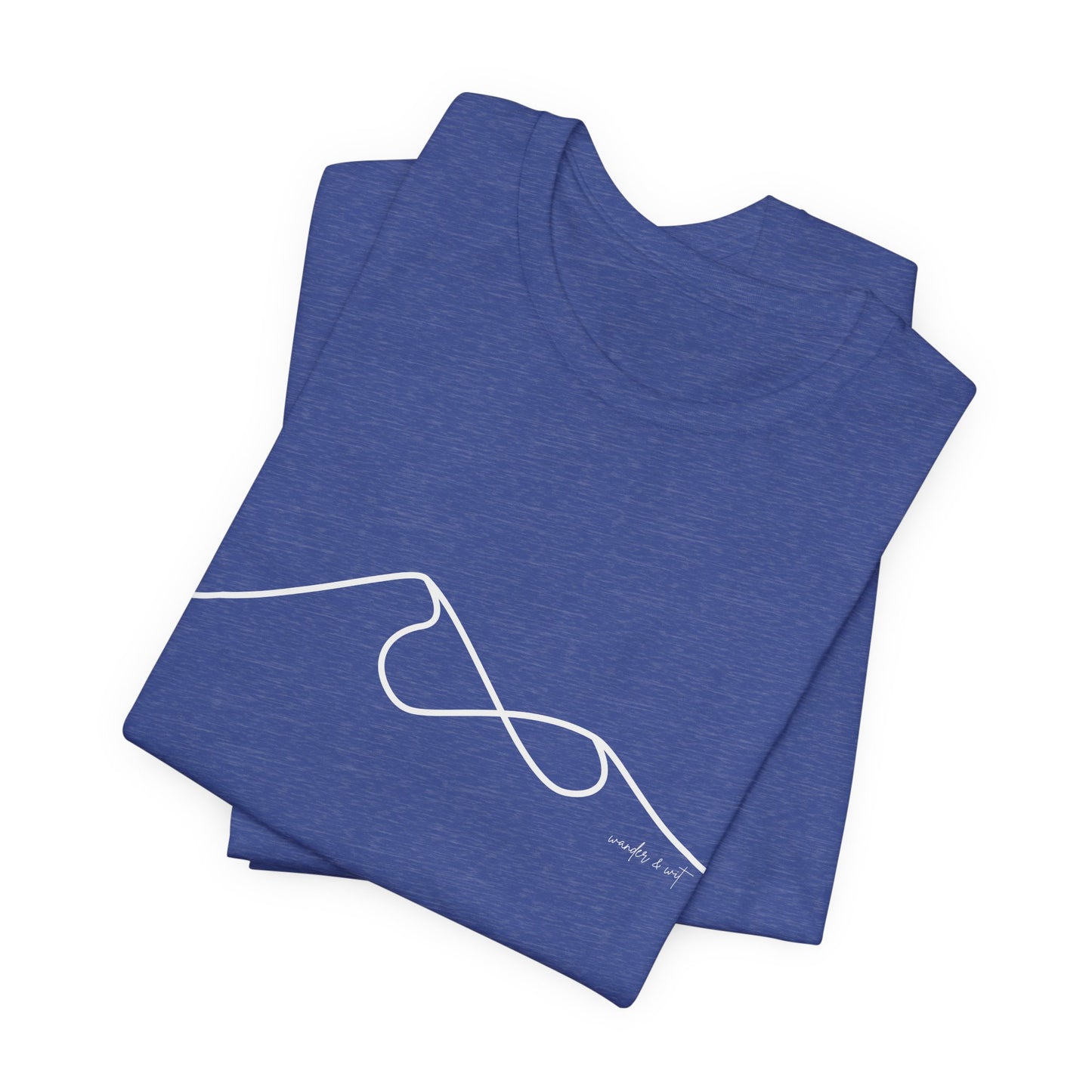 Wander and Wit Logo T-Shirt – Mountain Line Art with Infinity Symbol | “Embrace the Journey” Tee