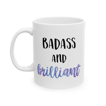 Badass & Brilliant Mug – Pink Watercolor Ceramic Mug (11 oz / 15 oz)