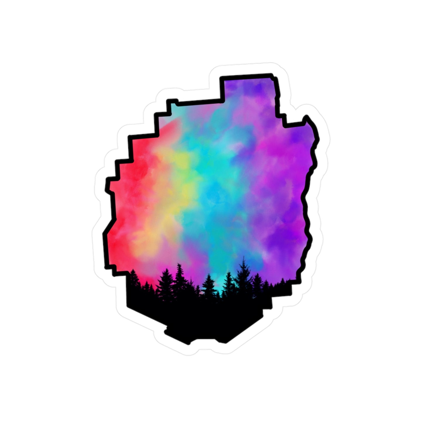 Adirondack Park Pine Tree Silhouette Vinyl Sticker – Hiking Pride – Car, Laptop Decal