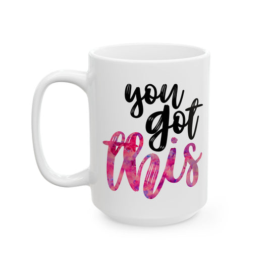 You Got This Motivational Coffee Mug – Pink Watercolor Aesthetic, Inspirational Gift for Her, Positive Morning Vibes