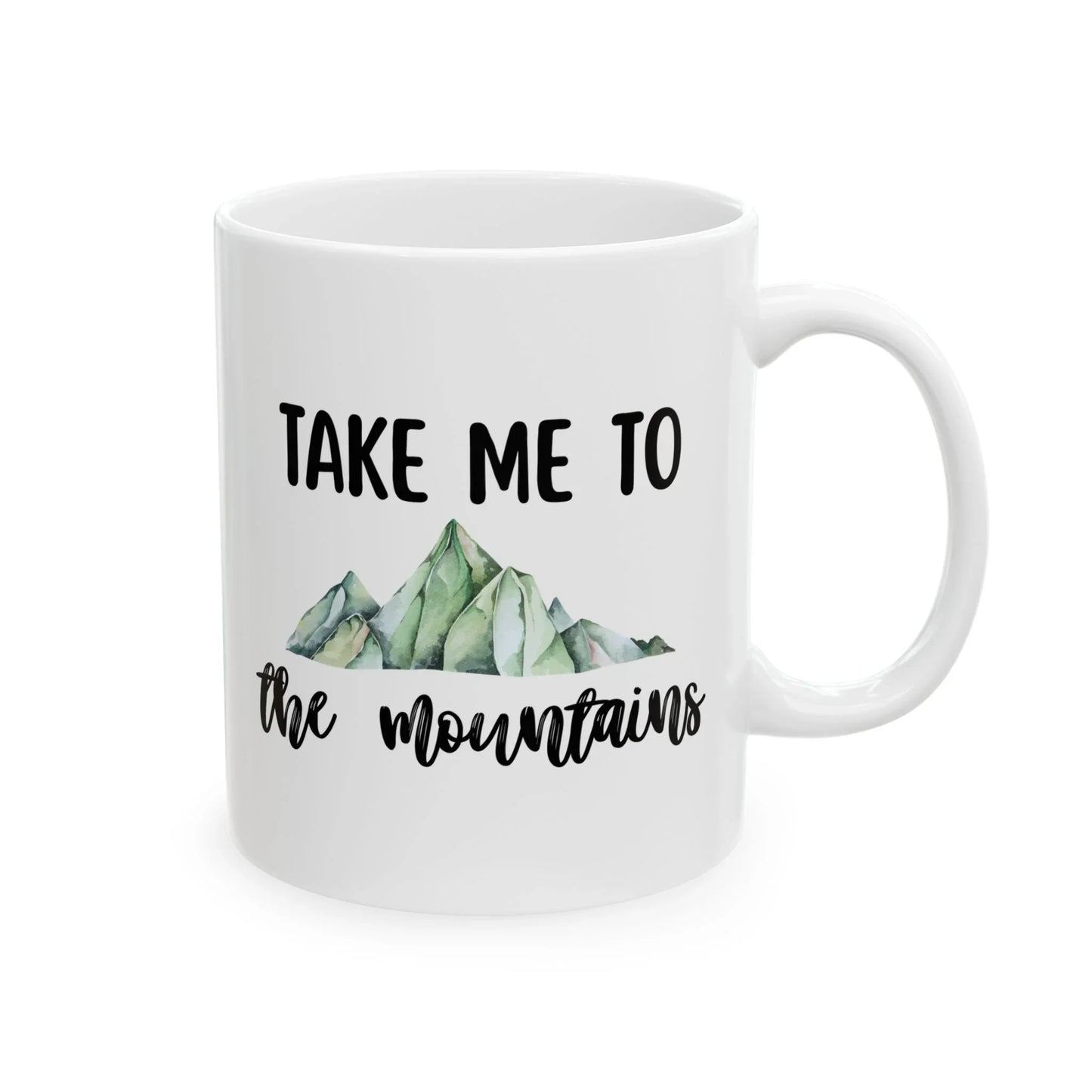Take Me to the Mountains Mug – Minimalist Mountain Design (11 oz or 15 oz Ceramic)