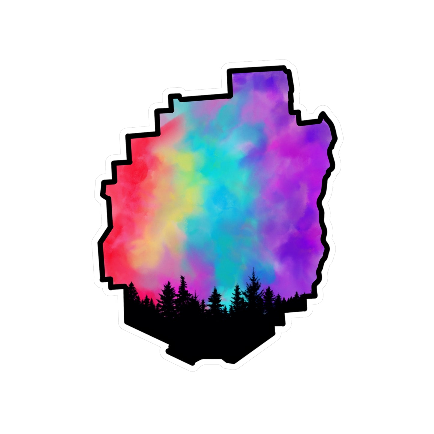 Adirondack Park Pine Tree Silhouette Vinyl Sticker – Hiking Pride – Car, Laptop Decal