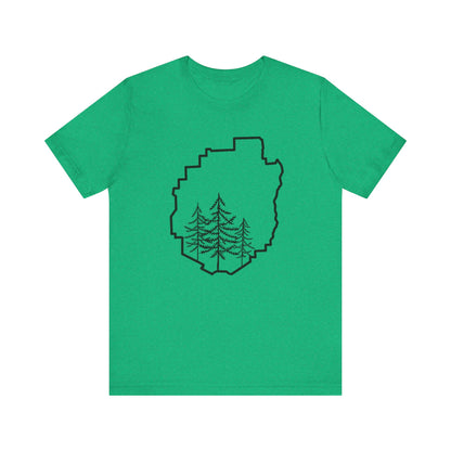 Adirondack Park Pine Tree T-Shirt – Large Front Design with Forest Silhouettes | Bella+Canvas Tee