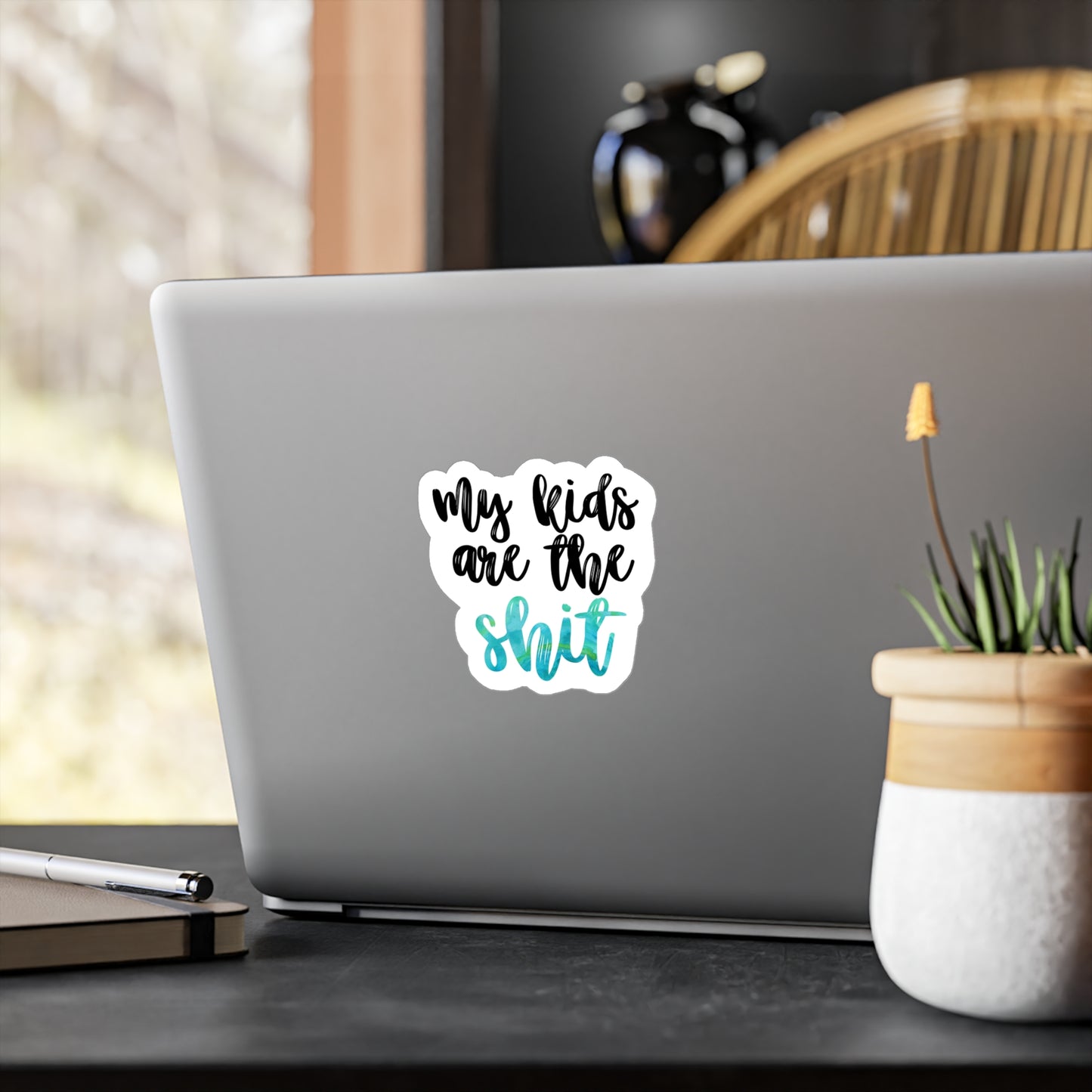 My Kids Are the Sh*t Vinyl Sticker Decal, Gift for Mom – Green Watercolor