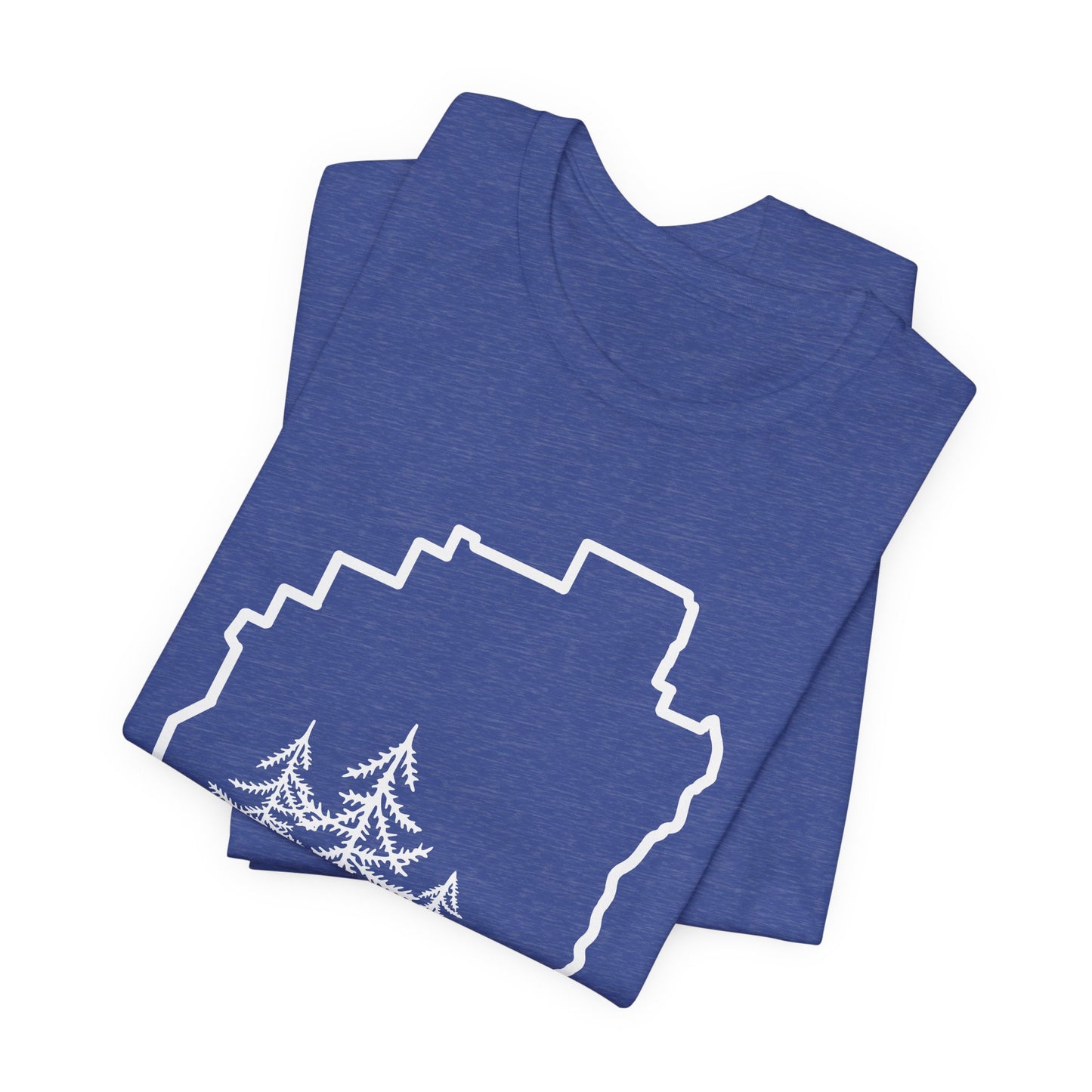 Adirondack Park Pine Tree T-Shirt – Large Front Design with Forest Silhouettes | Bella+Canvas Tee