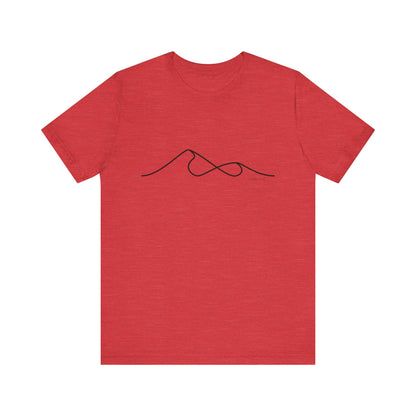 Wander and Wit Logo T-Shirt – Mountain Line Art with Infinity Symbol | “Embrace the Journey” Tee