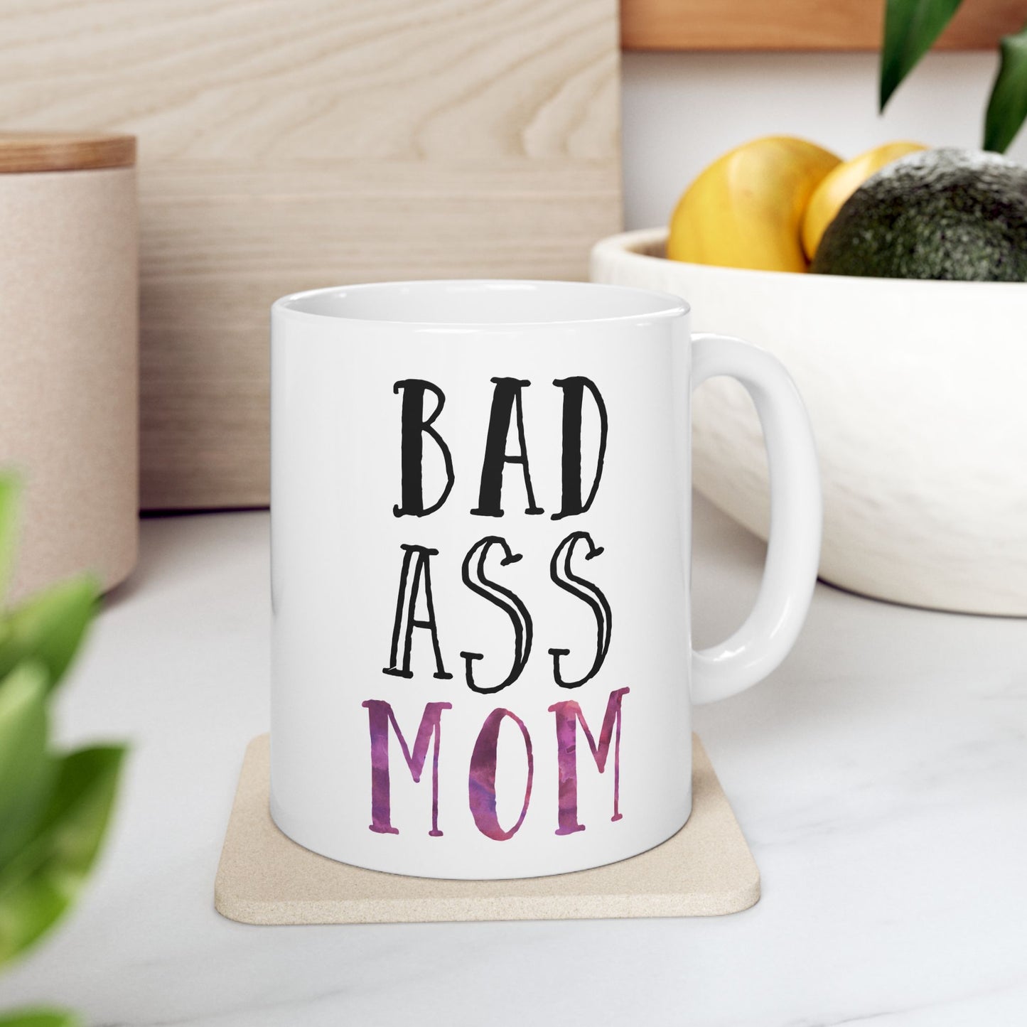 Bad Ass Mom Mug – Gift for Mom - Purple Watercolor Ceramic Mug (11 oz / 15 oz)