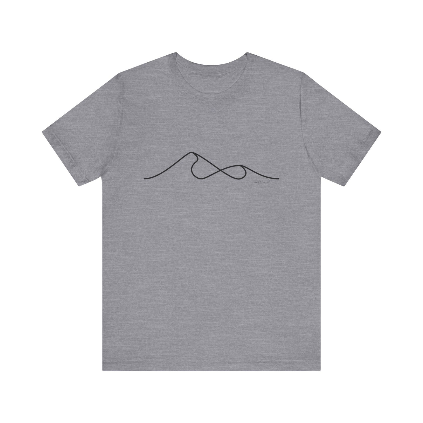 Wander and Wit Logo T-Shirt – Mountain Line Art with Infinity Symbol | “Embrace the Journey” Tee