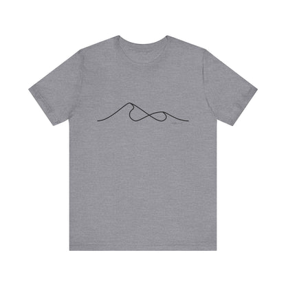 Wander and Wit Logo T-Shirt – Mountain Line Art with Infinity Symbol | “Embrace the Journey” Tee